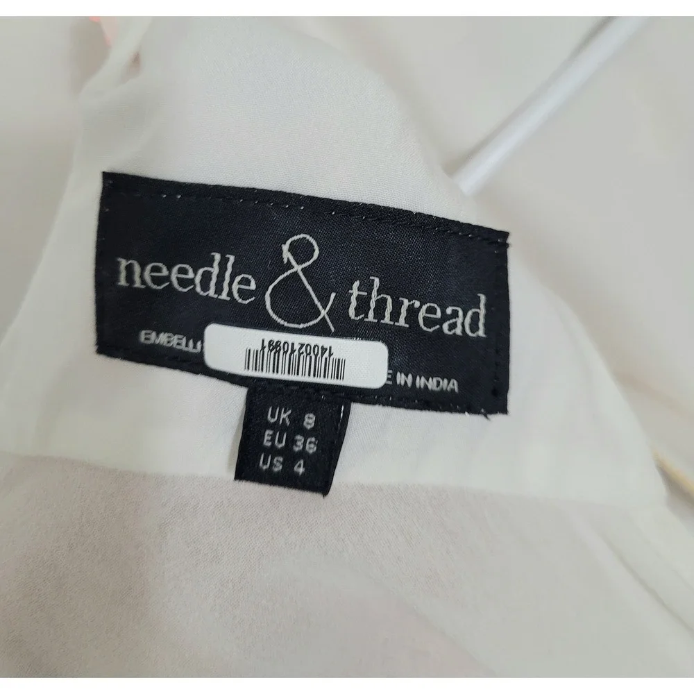 Needle & Thread Trailing Floral Maxi Dress Cream Sequin Tulle Gown US Size 4 - Picture 7 of 10